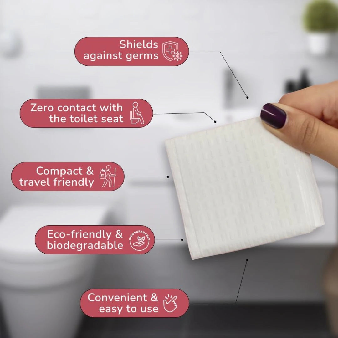 Seat cover placed on toilet creating barrier